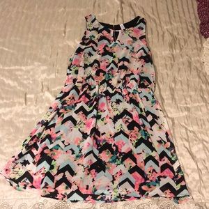 multi patterned mini dress